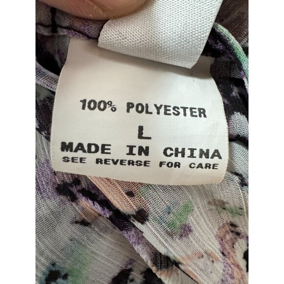 Badgley Mischka Floral Beaded V-Neck Blouson Top Gathered size L 100% Polyester - Picture 6 of 16